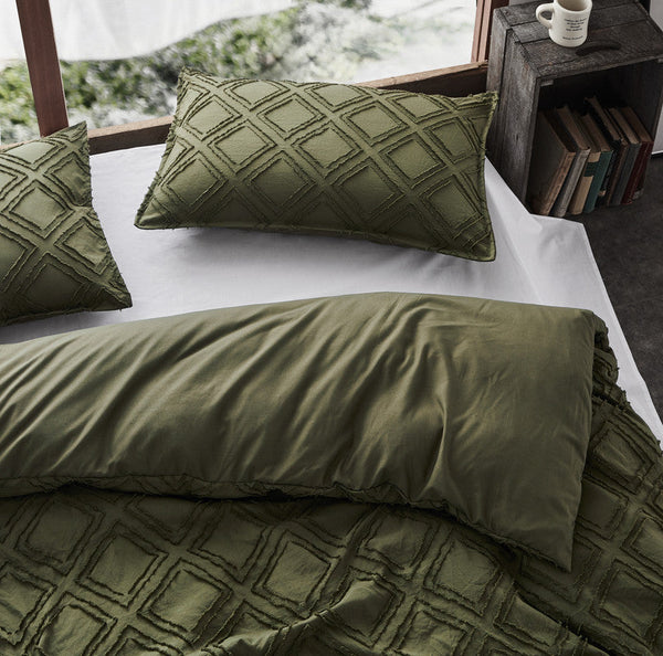 Quilt Covers Tufted Ultra Soft Microfiber Quilt Cover Set King Khaiki Green