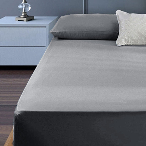 Sheets 400Tc Cotton Percale King Single Combo Set 50Cm Wall Grey