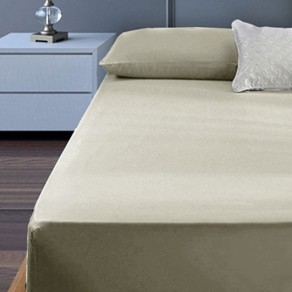 Sheets 400Tc Cotton Percale King Single Combo Set 50Cm Wall Taupe