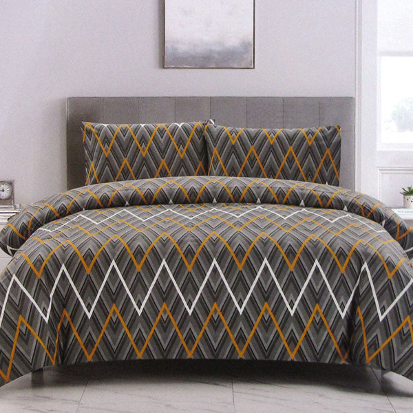 Quilt Covers Artex Hayden Orange Quilt Cover Set Geometric Pattern Reversible Printed Microfiber Polyester