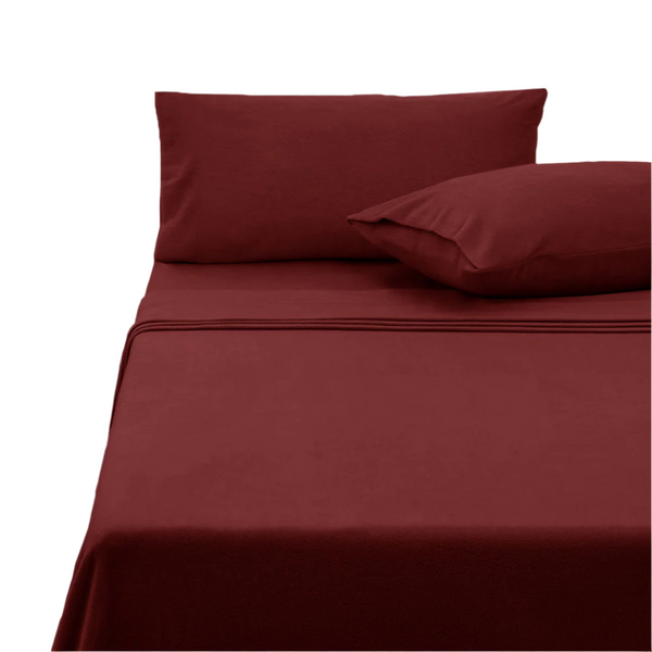 Sheets Polar Fleece Sheet Set King 36Cm Wall With Pillowcases Burgundy