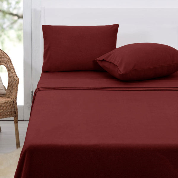 Sheets Polar Fleece Sheet Set Queen 36Cm Wall Burgundy