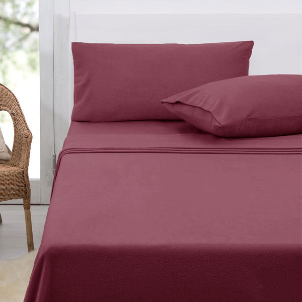 Sheets Polar Fleece Sheet Set King 36Cm Wall With Pillowcases Rosewood