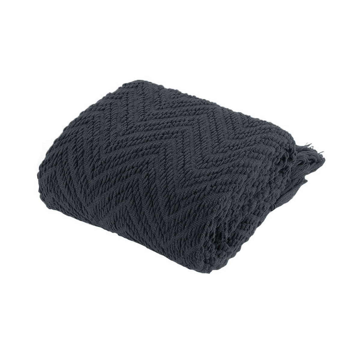 Rugs Ezra Charcoal Knitted Throw Rug