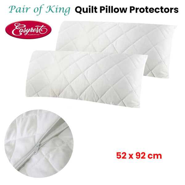 Pillow Cases Easyrest Pair Of King Quilted Pillow Protectors 52 X 92 Cm