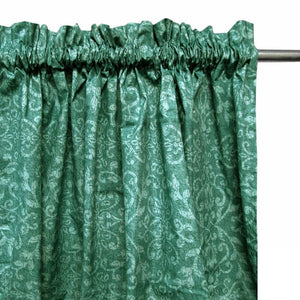 Curtains & Drapes Pair Of Polyester Cotton Rod Pocket Green Damask Curtains