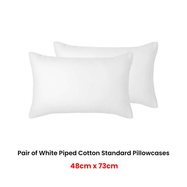 Pillow Cases Accessorize Pair Of White Piped Hotel Deluxe Cotton Pillowcases