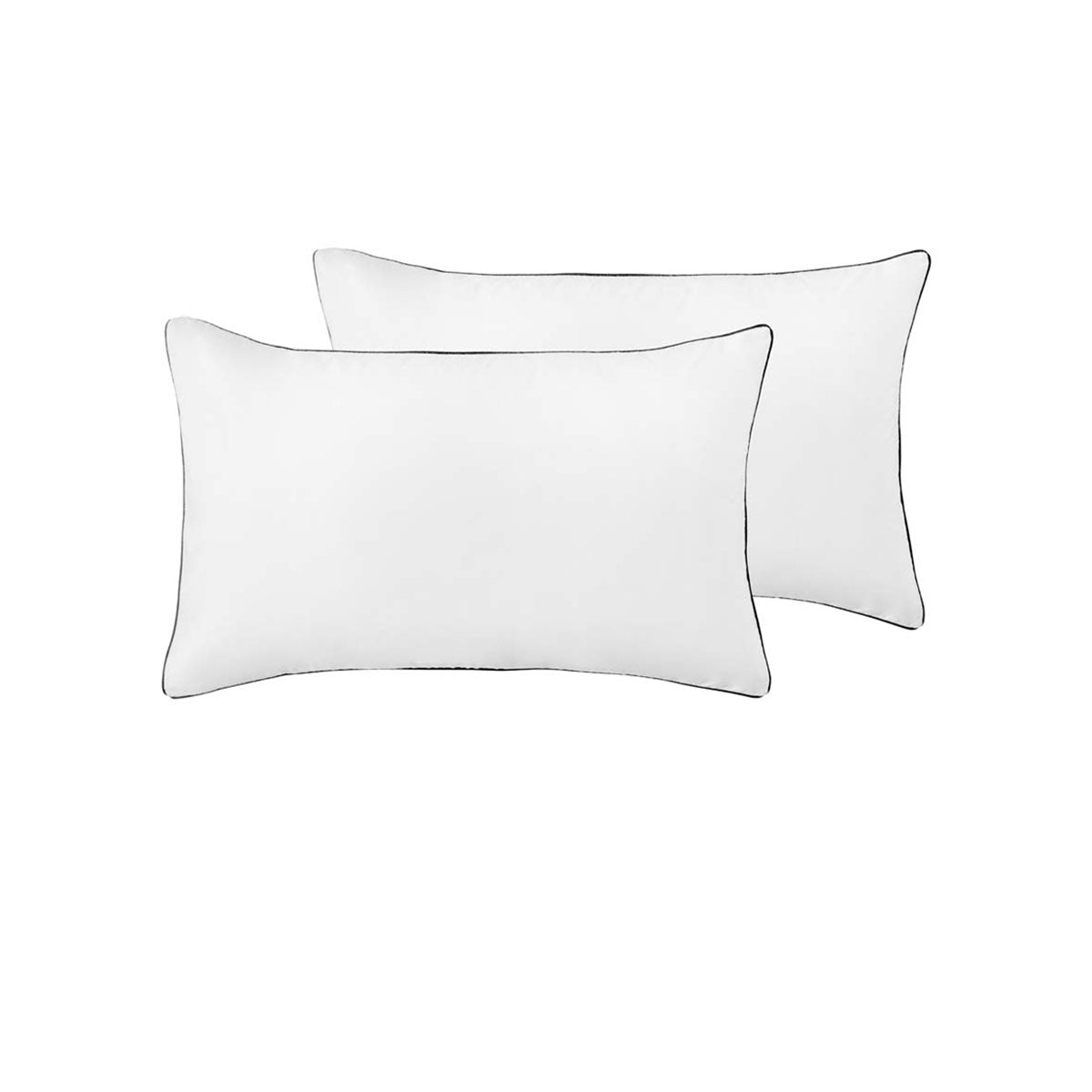 Pillow Cases Accessorize Pair Of White/Black Piped Hotel Deluxe Cotton Pillowcases