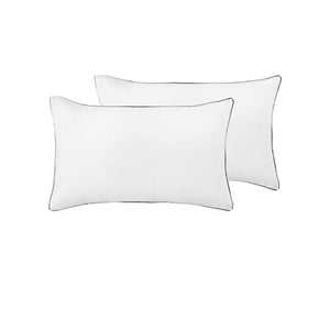 Pillow Cases Accessorize Pair Of White/Black Piped Hotel Deluxe Cotton Pillowcases