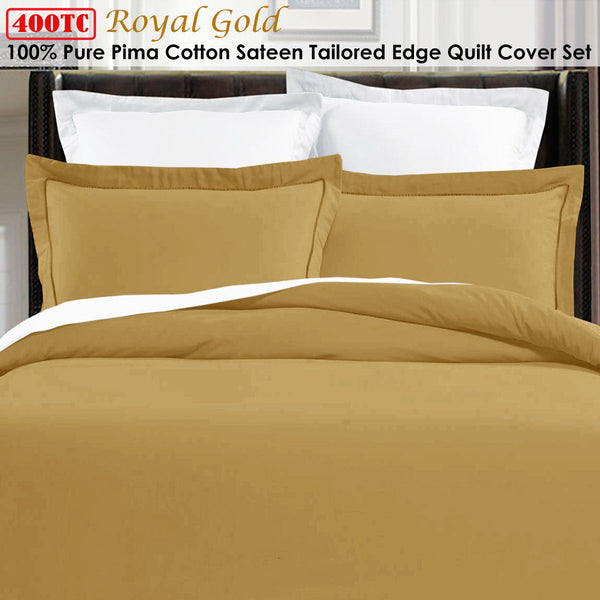 Quilt Covers Grand Aterlier Pima Cotton Royal Gold Quilt Cover Set King