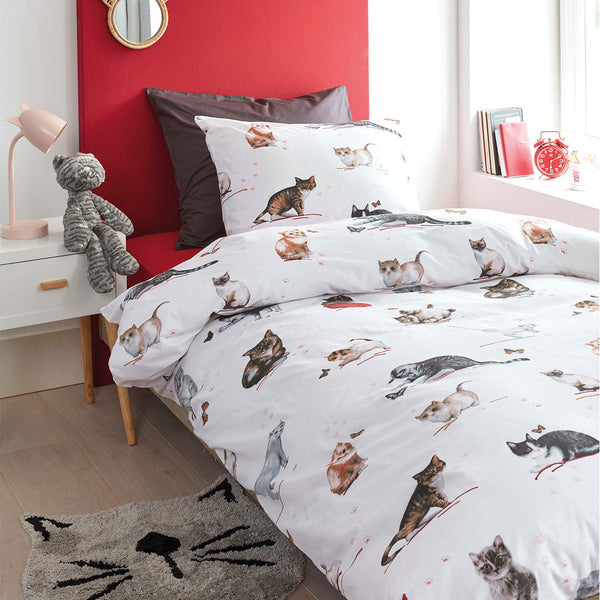 Single Bed Quilts Bedding House Cute Cats Cotton Quilt Cover Set Single