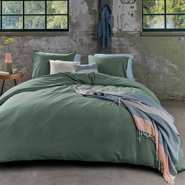 Quilt Covers Bedding House Organic Cotton Basic Green Quilt Cover Set King