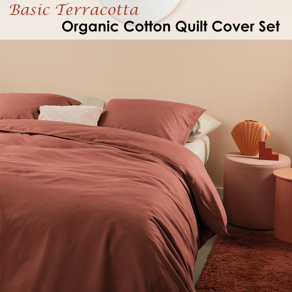 Quilt Covers Bedding House Organic Cotton Basic Terracotta Quilt Cover Set King