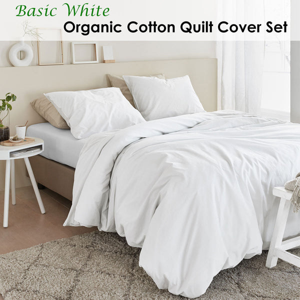 Quilt Covers Bedding House Organic Cotton Basic White Quilt Cover Set Super King