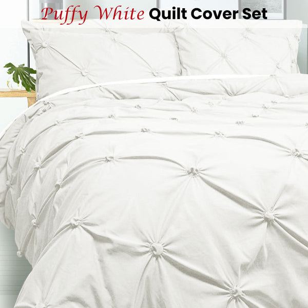 Quilt Covers Bloomington Puffy Quilt Cover Set White Double