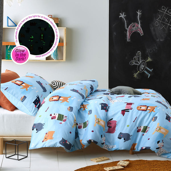 Quilt Covers Happy Kids Woof Glow In The Dark Quilt Cover Set