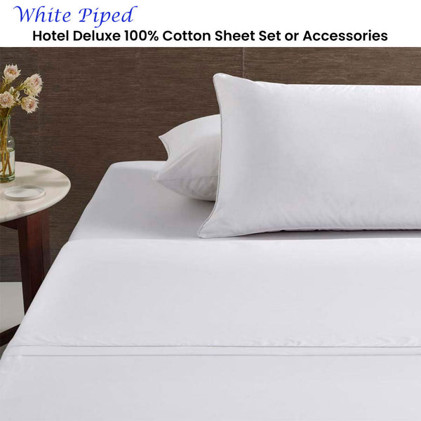 Sheets Accessorize White Piped Hotel Deluxe Cotton Sheet Set King