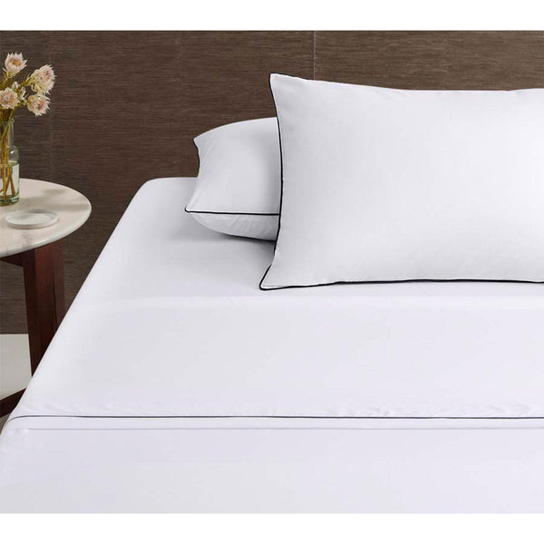 Sheets Accessorize White/Black Piped Hotel Deluxe Cotton Sheet Set King