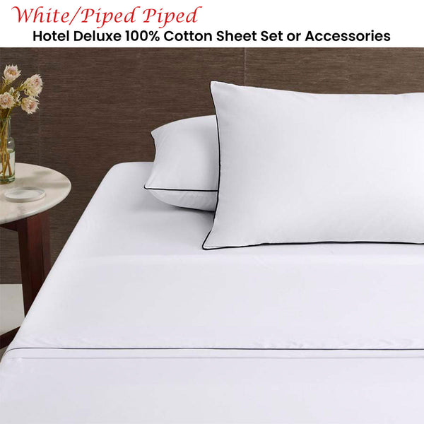 Sheets Accessorize White/Black Piped Hotel Deluxe Cotton Sheet Set King