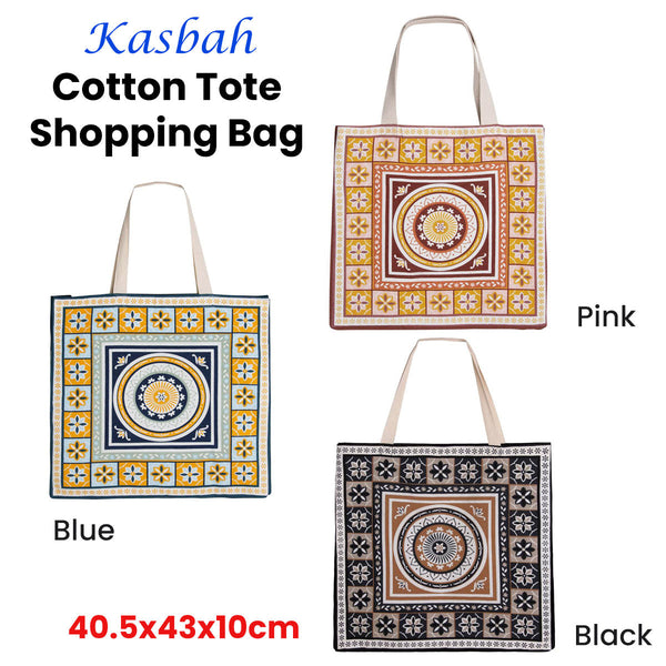 Reusable Shopping Bags J Elliot Home Kasbah Cotton Tote Shopping Bag 40.5X43x10cm Black