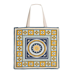 Reusable Shopping Bags J Elliot Home Kasbah Cotton Tote Shopping Bag 40.5X43x10cm Blue