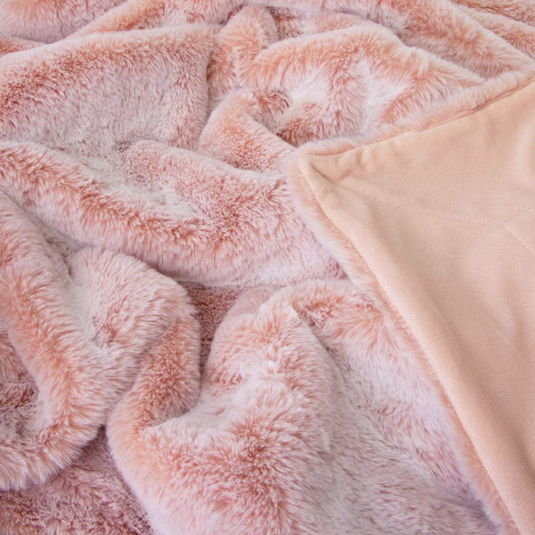 Throws & Afghans J Elliot Home Archie Soft Pink Faux Fur Throw Rug 130 X 160Cm