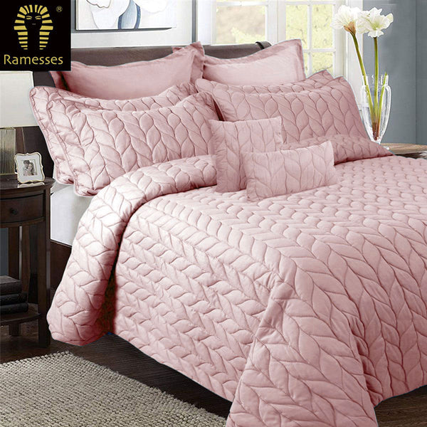 King Comforter Sets Ramesses 9 Piece Ultrasonic Comforter Set King Rose Pink