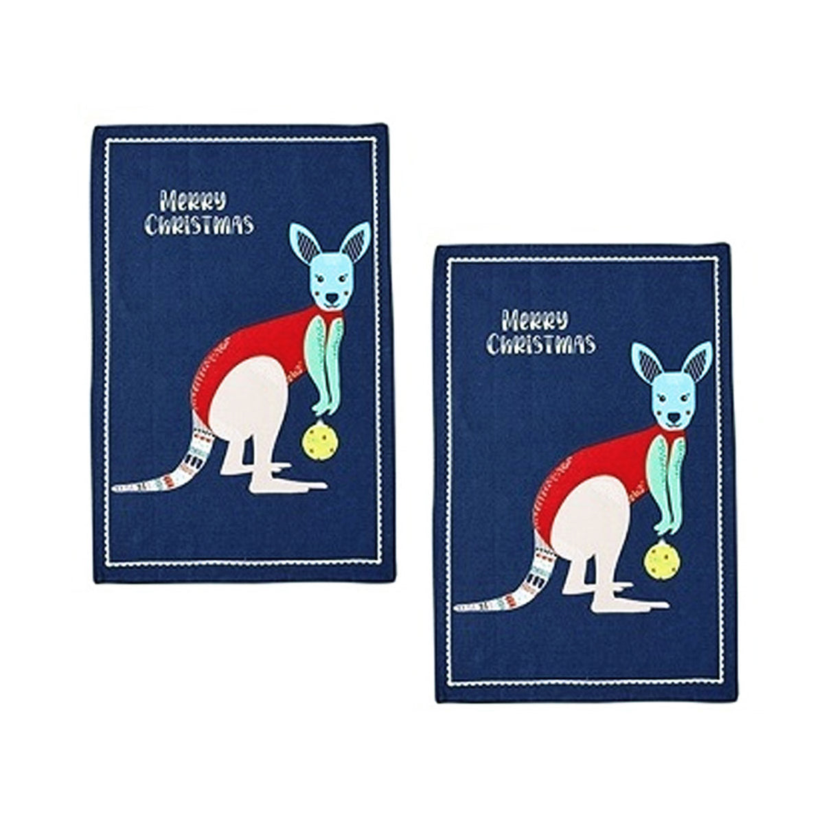 Tea Towels & Dishcloths Ladelle Australiana Animal Drawing Set Of 2 Cotton Kitchen Towels Kangaroo