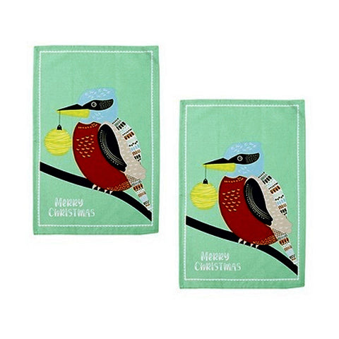 Tea Towels & Dishcloths Ladelle Australiana Bird Drawing Set Of 2 Cotton Kitchen Towels Kookaburras