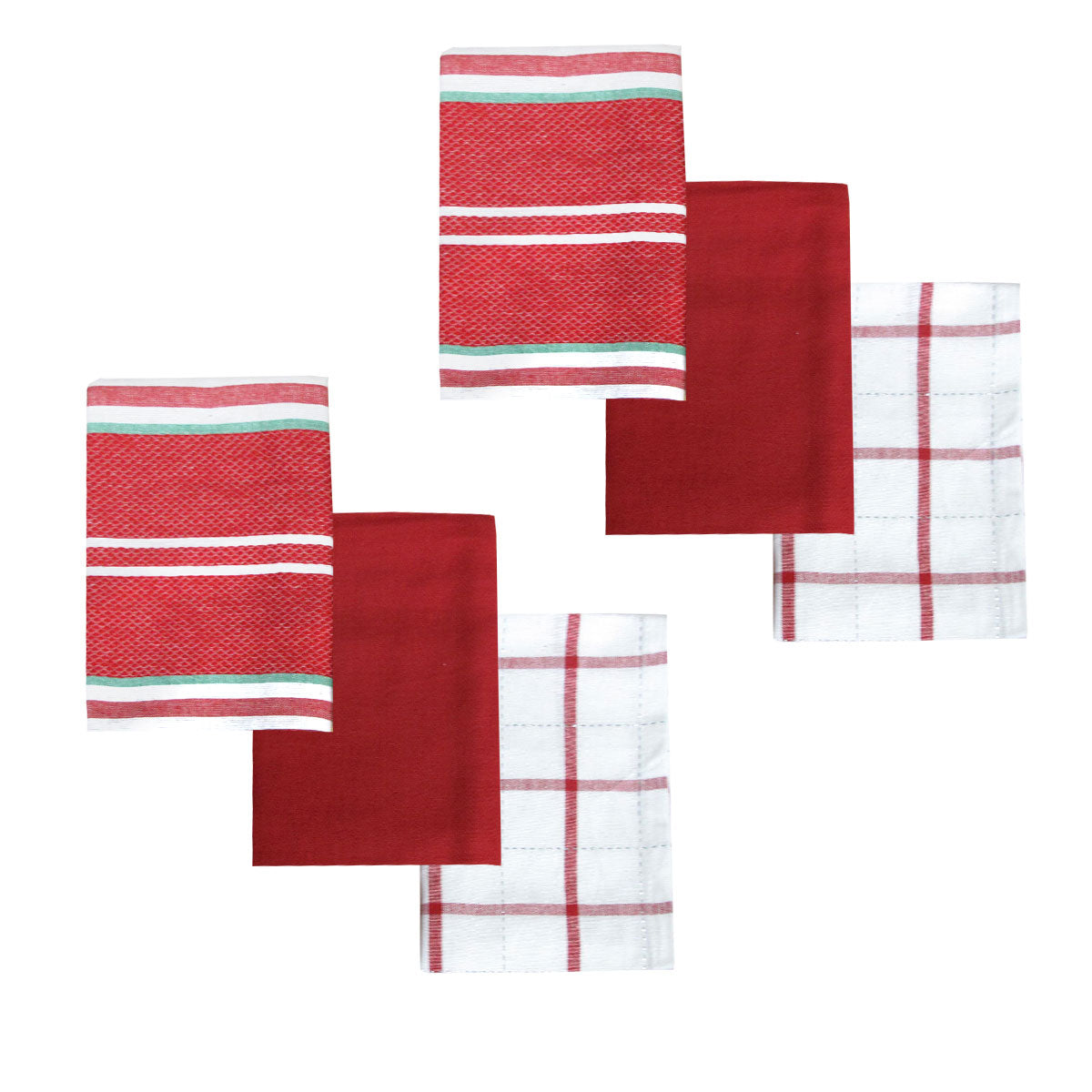 Tea Towels & Dishcloths Ladelle Brick Set Of 6 Cotton Kitchen Towels Red Design