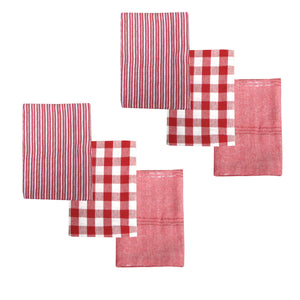 Tea Towels & Dishcloths Ladelle Brick Set Of 6 Cotton Kitchen Towels Red Design 7