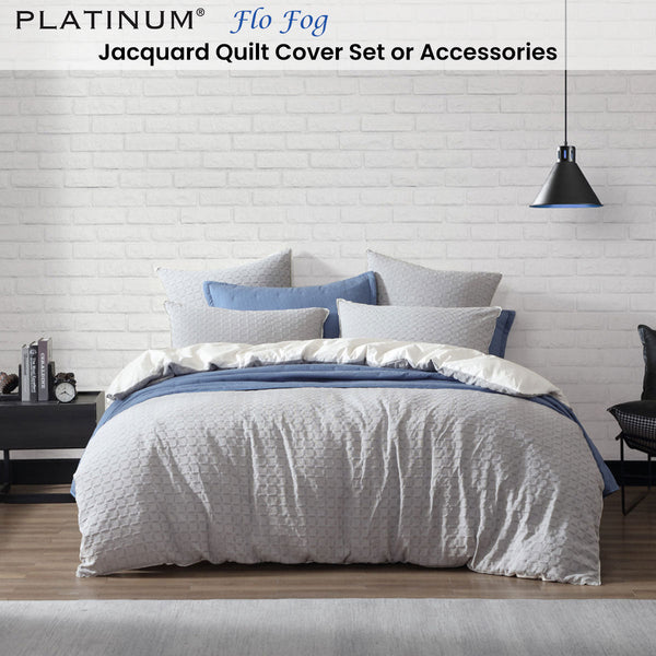 Quilt Covers Platinum Collection Flo Fog Jacquard Geometric Quilt Cover Set