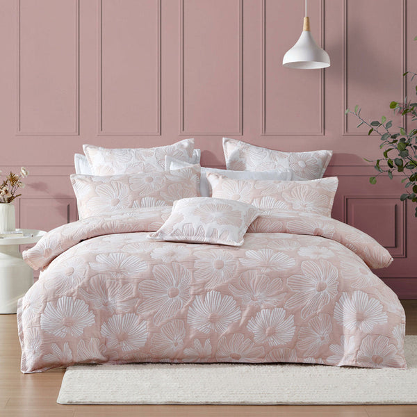 Quilt Covers Platinum Collection Poppi Rose Cotton Polyester Jacquard Quilt Cover Set