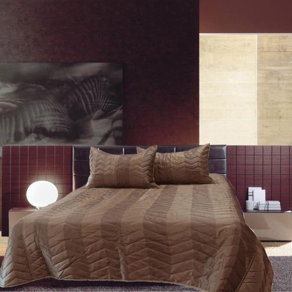 Queen Doonas Rapee Faux Silk Coverlet Set Zig Zag Brown Queen