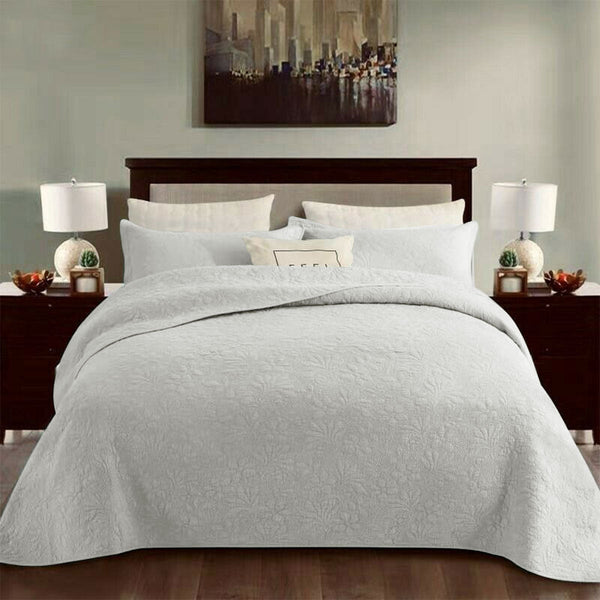 Queen Doonas 100% Cotton Coverlet Set Floral White Queen