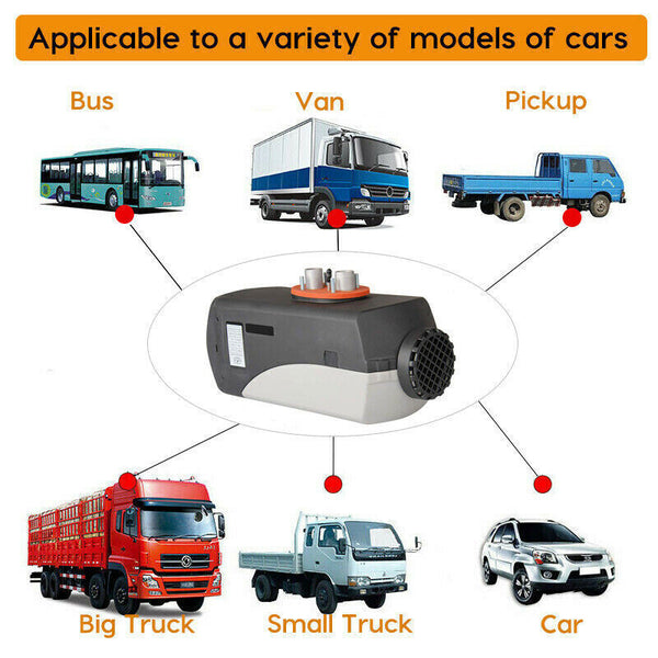 Air Conditioning Diesel Air Heater 12V 5Kw Lcd Display Tank Remote Control Thermostat Caravan Motorhome 10L