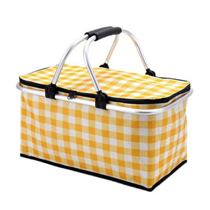 Picnic Baskets & Backpacks Jr Joyreap Collapsible Outdoor Camping Portable Insulated Picnic Basket Ice Pack(Yellow Grid)