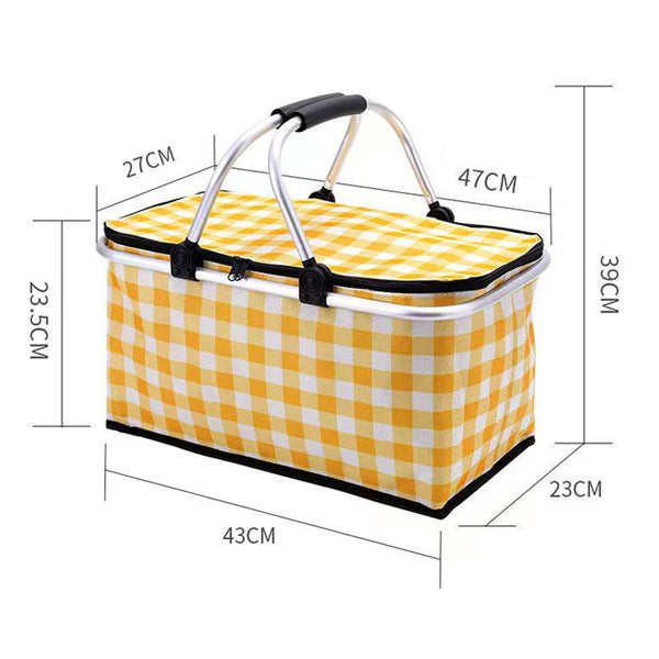 Picnic Baskets & Backpacks Jr Joyreap Collapsible Outdoor Camping Portable Insulated Picnic Basket Ice Pack(Yellow Grid)