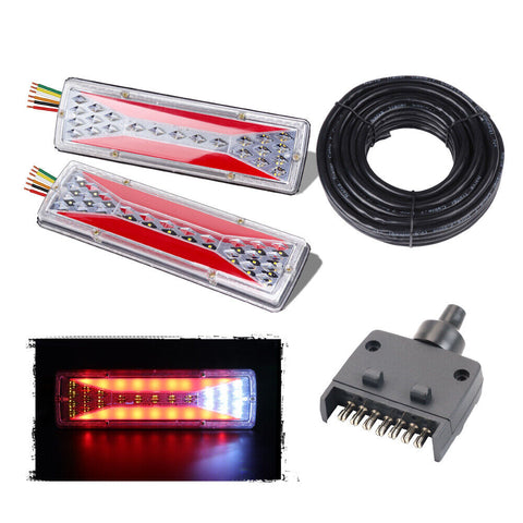 Light Bulbs 12V Led Trailer Tail Light Kit Pair Plug 7M 5 Core Wire Pin Flat Ute Set