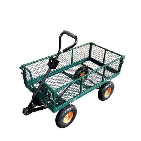 Wheelbarrows Carts Wagons 300Kg Gardeon Mesh Garden Cart Steel Removable Sides Trolley Wagon Atv Trailer