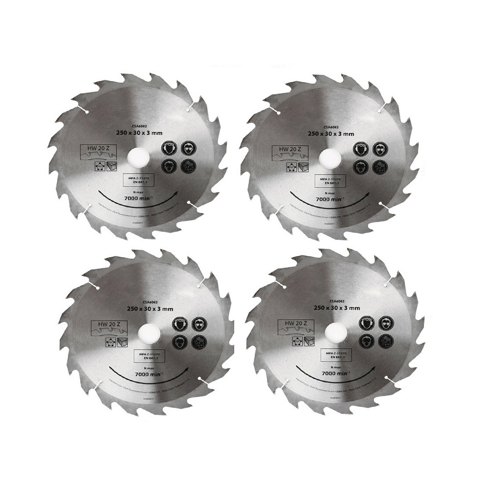 Circular Saw Blades 4X 250Mm Circular Saw Blade 20T Disc Wood Timber Cutting 30/20/16Mm