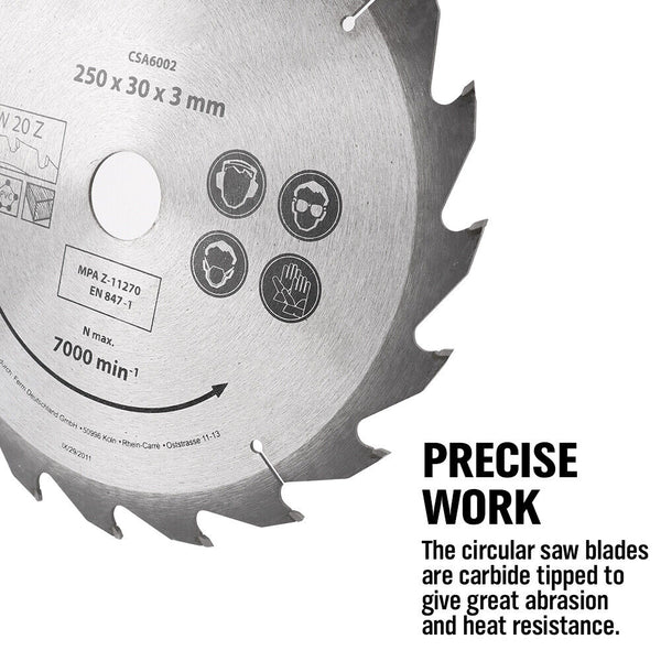 Circular Saw Blades 4X 250Mm Circular Saw Blade 20T Disc Wood Timber Cutting 30/20/16Mm