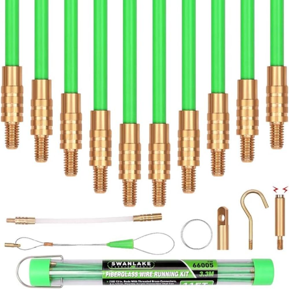 Coax. Cables & Connectors Swanlake 11Ft/3.3M Fiberglass Running Wire Pull Push Rod Fish Tape Cable Coaxial Electrical Kit