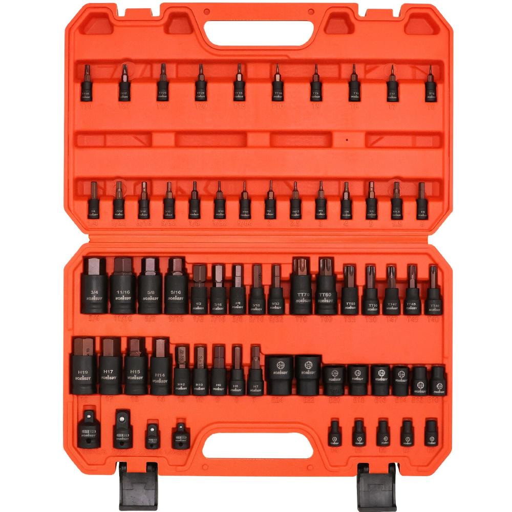 Sockets & Socket Sets Horusdy 66Pcs Torx Bit Socket Female External Set Impact Adapter