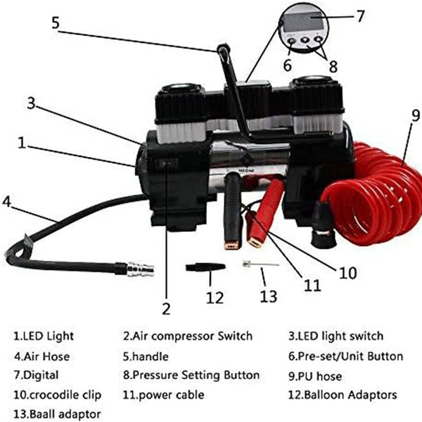 Air Compressors Noone 12V Digital Gauge Tyre Inflator Air Compressor Tire Pump