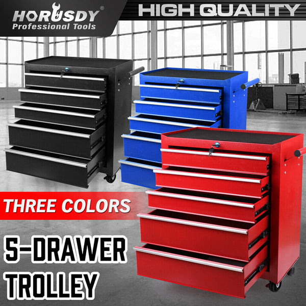 Tool Boxes 5 Drawer Tool Storage Trolley Cart Heavy Duty Garage Cabinet Organizer With Lockable Wheels