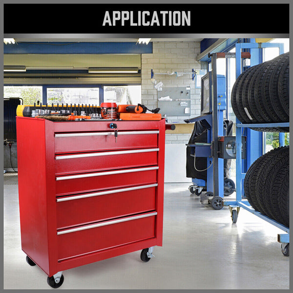 Tool Boxes 5 Drawer Tool Storage Trolley Cart Heavy Duty Garage Cabinet Organizer With Lockable Wheels