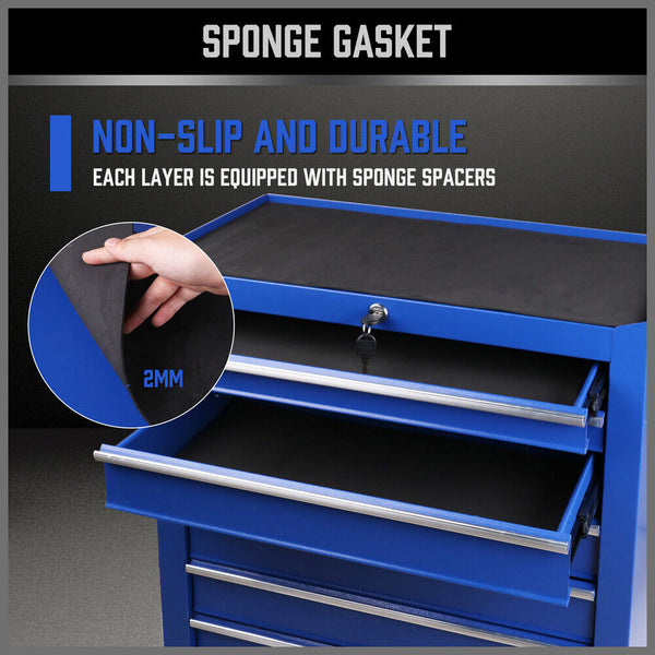 Tool Boxes 7 Drawer Tool Box Trolley Cabinet Blue Or Black Heavy Duty Chest Garage Storage Cart Organizer