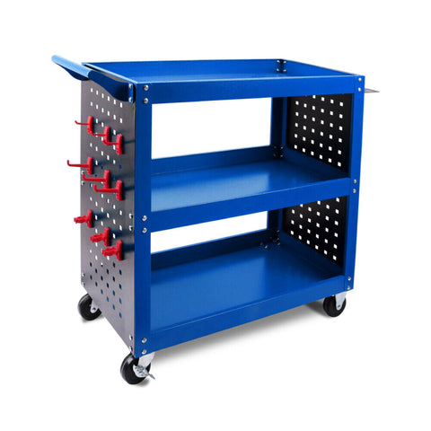 Tool Boxes Blue 3 Tier Tool Cart Storage Trolley Toolbox Workshop Garage Organiser 150Kg