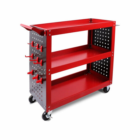 Tool Storage Organisers Red 3 Tier Tool Cart Storage Trolley Toolbox Workshop Garage Organiser 150Kg